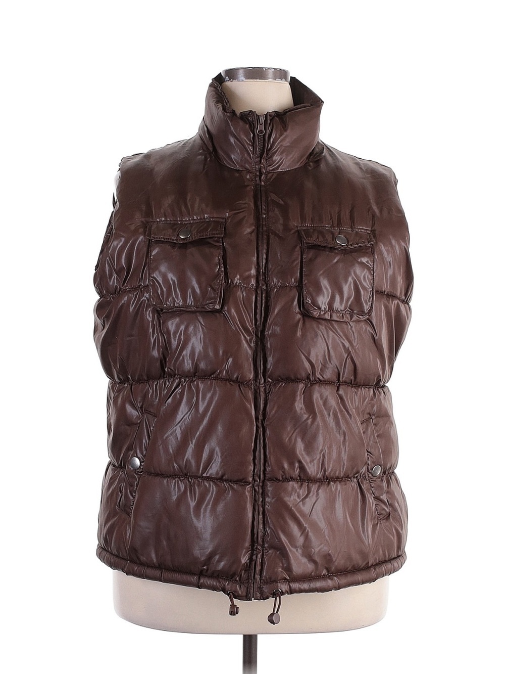 2X Women’s Brown Quilted Puffer Vest